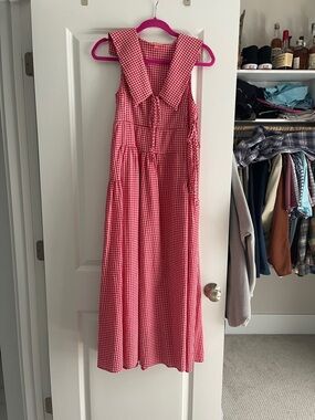 THML Pink and White Gingham Sleeveless Dress